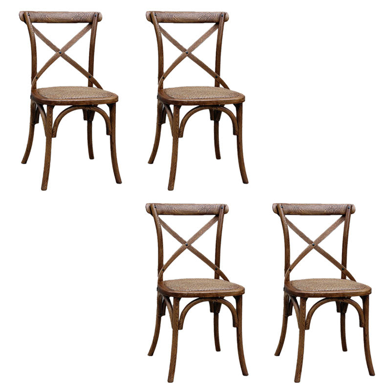 Farmhouse Wood Dining Room Chairs Cross Back Side Armless Chairs for Restaurant Use Walnut 4 Piece Set Clearhalo ' kitchen&dining_furn' 'Dining Chairs' 'Dining Tables & Seating' 'dining_chair' 'furn' 'furn_dining_chair' 'Furniture' 'furniture_dining_chair' 'Kitchen & Dining Furniture' 'kitchen' 4103433