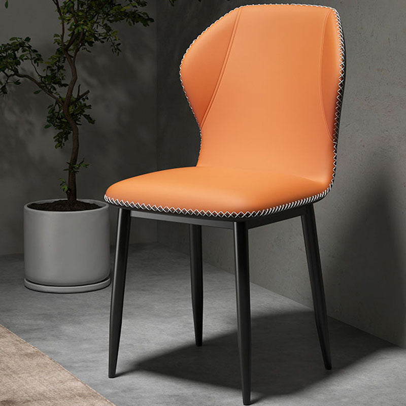 Scandinavian Style Metal Dining Chair Wingback Dining Room Single Chair Orange Clearhalo ' kitchen&dining_furn' 'Dining Chairs' 'Dining Tables & Seating' 'dining_chair' 'furn' 'furn_dining_chair' 'Furniture' 'furniture_dining_chair' 'Kitchen & Dining Furniture' 'kitchen' 4103485