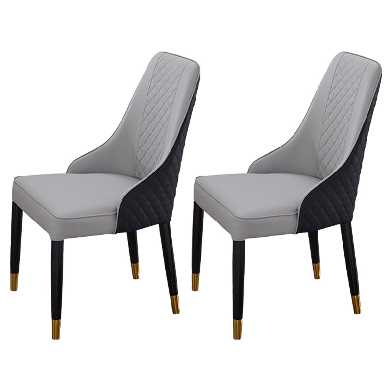 Scandinavian Style Metal Chair Kitchen Dining Parsons Chair (Set of 2) Gray Black Clearhalo ' kitchen&dining_furn' 'Dining Chairs' 'Dining Tables & Seating' 'dining_chair' 'furn' 'furn_dining_chair' 'Furniture' 'furniture_dining_chair' 'Kitchen & Dining Furniture' 'kitchen' 4103861