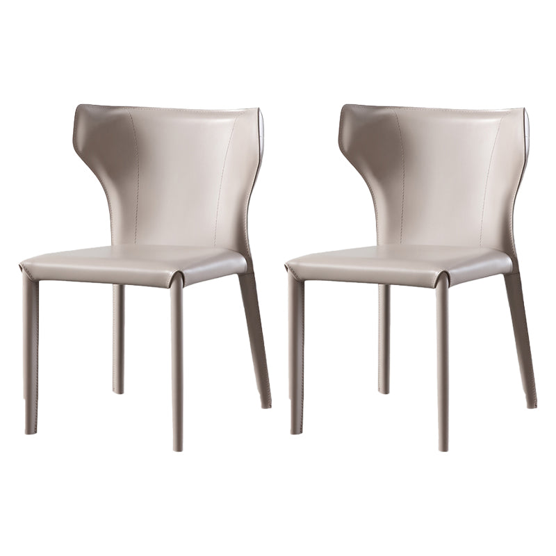 Designer Style Saddle Leather Home Side Chair Matte Finish Wingback Dining Chair (Set of 2) Light Khaki Clearhalo ' kitchen&dining_furn' 'Dining Chairs' 'Dining Tables & Seating' 'dining_chair' 'furn' 'furn_dining_chair' 'Furniture' 'furniture_dining_chair' 'Kitchen & Dining Furniture' 'kitchen' 4103958