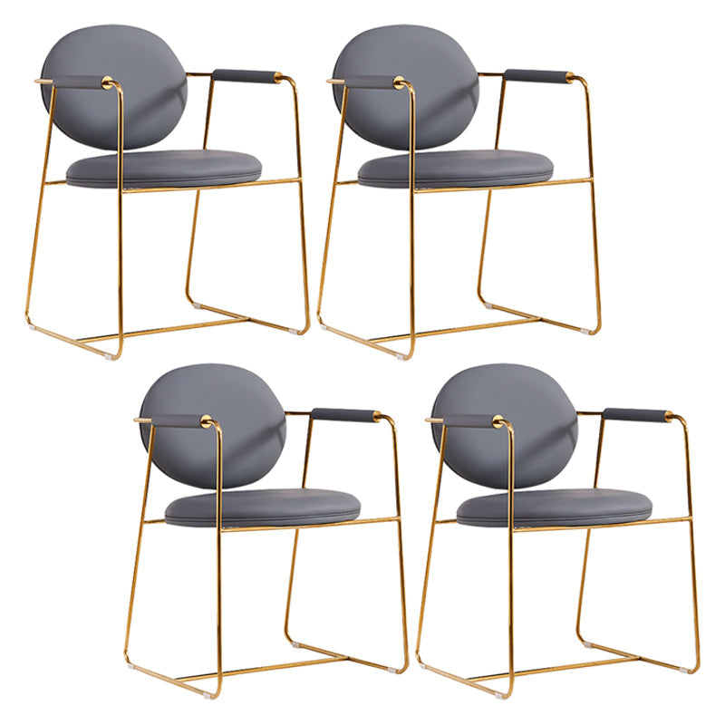Modern Style Home Arm Chair Open Back Metal Upholstered Dining Room Chair Grey 4 Piece Set Clearhalo ' kitchen&dining_furn' 'Dining Chairs' 'Dining Tables & Seating' 'dining_chair' 'furn' 'furn_dining_chair' 'Furniture' 'furniture_dining_chair' 'Kitchen & Dining Furniture' 'kitchen' 4103977