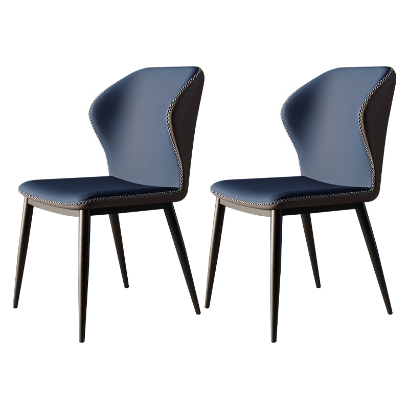 Industrial Style Wingback Dining Chairs Leather Dining Armless Chairs (Set of 2) Blue Clearhalo ' kitchen&dining_furn' 'Dining Chairs' 'Dining Tables & Seating' 'dining_chair' 'furn' 'furn_dining_chair' 'Furniture' 'furniture_dining_chair' 'Kitchen & Dining Furniture' 'kitchen' 4104185