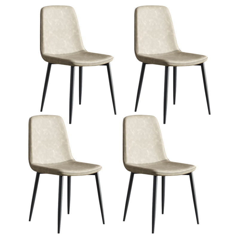 Industrial Metal Dining Room Chair PU Leather Armless Chairs for Home Use (Set of 4) Light Gray Clearhalo ' kitchen&dining_furn' 'Dining Chairs' 'Dining Tables & Seating' 'dining_chair' 'Furniture' 'furniture_dining_chair' 'Kitchen & Dining Furniture' 'kitchen' 4104249