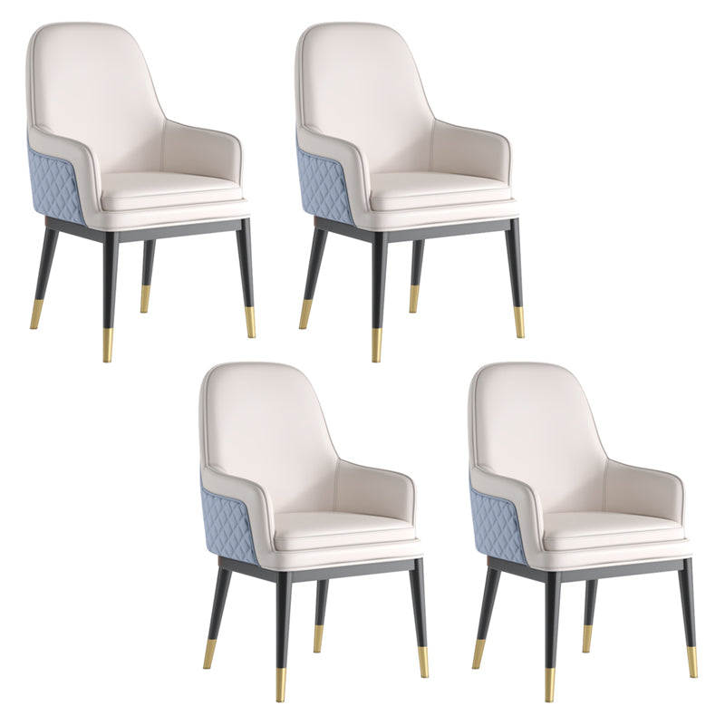 Nordic Style Kitchen Metal Dining Chair Parsons Arm Dining Side Chairs White-Blue 4 Piece Set Clearhalo ' kitchen&dining_furn' 'Dining Chairs' 'Dining Tables & Seating' 'dining_chair' 'furn' 'furn_dining_chair' 'Furniture' 'furniture_dining_chair' 'Kitchen & Dining Furniture' 'kitchen' 4104583