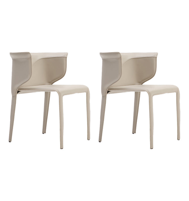 Designer Style Wingback Home Arm Chair Leather Matte Finish Dining Chair (Set of 2) Khaki Clearhalo ' kitchen&dining_furn' 'Dining Chairs' 'Dining Tables & Seating' 'dining_chair' 'furn' 'furn_dining_chair' 'Furniture' 'furniture_dining_chair' 'Kitchen & Dining Furniture' 'kitchen' 4104685