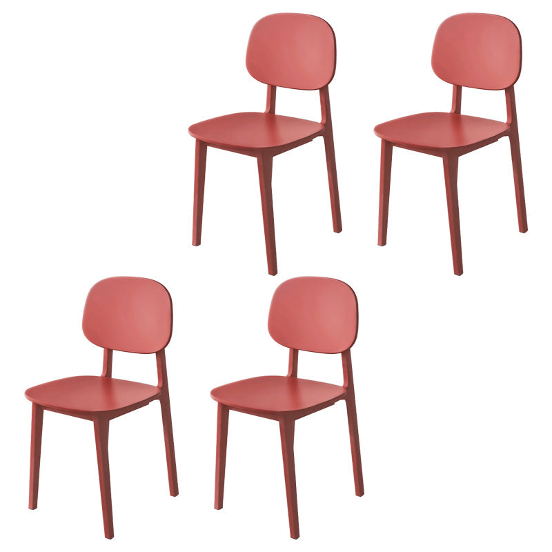 Contemporary Style Dining Chair Plastic Dining Armless Side Chairs for Kitchen (Set of 4) Red Clearhalo ' kitchen&dining_furn' 'Dining Chairs' 'Dining Tables & Seating' 'dining_chair' 'furn' 'furn_dining_chair' 'Furniture' 'furniture_dining_chair' 'Kitchen & Dining Furniture' 'kitchen' 4104988