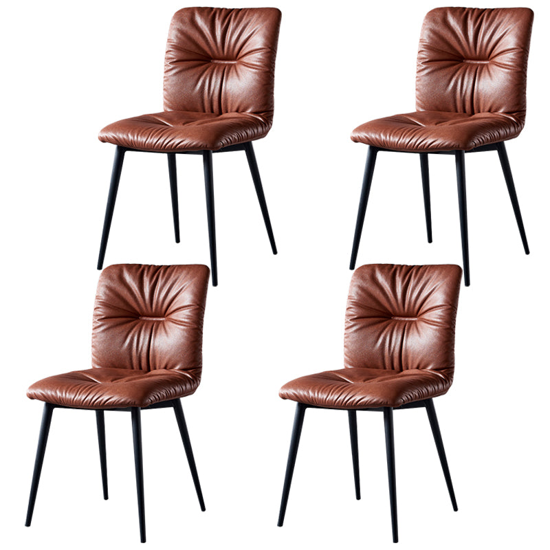 Industrial Indoor Side Chair Solid Back Metal Upholstered Dining Room Chair Brown 4 Piece Set Clearhalo ' kitchen&dining_furn' 'Dining Chairs' 'Dining Tables & Seating' 'dining_chair' 'furn' 'furn_dining_chair' 'Furniture' 'furniture_dining_chair' 'Kitchen & Dining Furniture' 'kitchen' 4105340