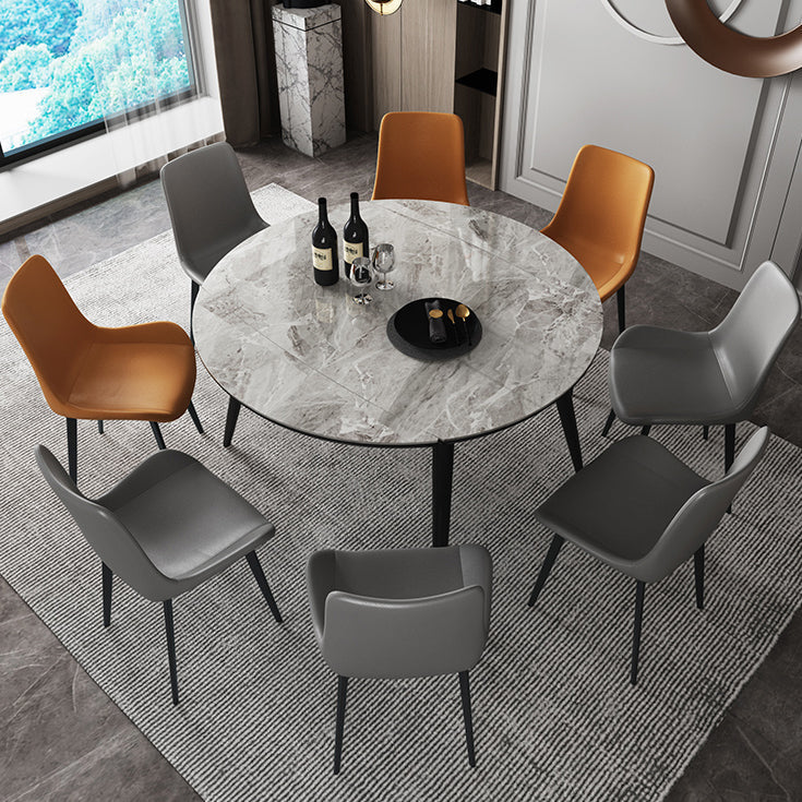 Contemporary Round Dining Table Sintered Stone Table with 4 Ash Solid Wood Legs Gray Without Chairs Clearhalo ' dining_table' 'Dining Tables & Seating' 'Dining Tables' 'furn' 'furn_dining_table' 'Furniture' 'furniture_dining_table' 'Kitchen & Dining Furniture' 'kitchen&dining_furn' 'kitchen' 'kitchen_dining_table' 4112066