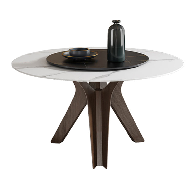 Round Furniture Luxury Style Stone Tripod Base Dinner Table with Turntable White Without Chairs Clearhalo ' dining_table' 'Dining Tables & Seating' 'Dining Tables' 'furn' 'furn_dining_table' 'Furniture' 'furniture_dining_table' 'Kitchen & Dining Furniture' 'kitchen&dining_furn' 'kitchen' 'kitchen_dining_table' 4112426