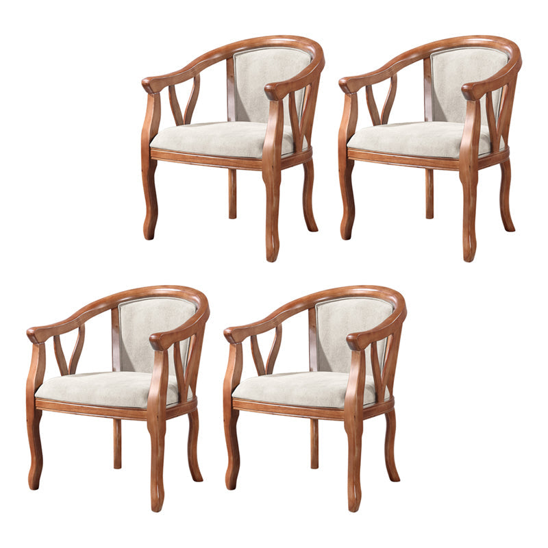 Traditional Solid Wood Dining Chair Linen Dining Arm Chair for Home Use Off-White 4 Piece Set Clearhalo ' kitchen&dining_furn' 'Dining Chairs' 'Dining Tables & Seating' 'dining_chair' 'furn' 'furn_dining_chair' 'Furniture' 'furniture_dining_chair' 'Kitchen & Dining Furniture' 'kitchen' 4117656