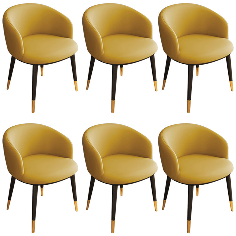 Glam Metal Dining Armless Chair Upholstered Dining Side Chair for Restaurant Yellow 6 Piece Set Clearhalo ' kitchen&dining_furn' 'Dining Chairs' 'Dining Tables & Seating' 'dining_chair' 'furn' 'furn_dining_chair' 'Furniture' 'furniture_dining_chair' 'Kitchen & Dining Furniture' 'kitchen' 4118574