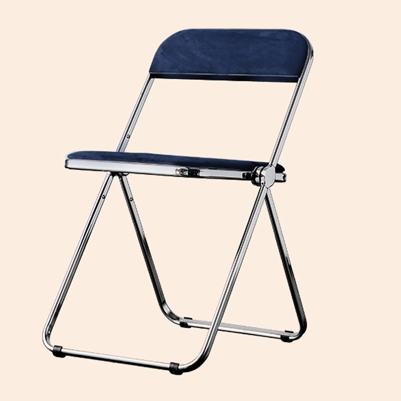 Single Foldable Armless Dining Chairs Open Back Dining Side Chair with Metal Legs Royal Blue Clearhalo ' kitchen&dining_furn' 'Dining Chairs' 'Dining Tables & Seating' 'dining_chair' 'furn' 'furn_dining_chair' 'Furniture' 'furniture_dining_chair' 'Kitchen & Dining Furniture' 'kitchen' 4118612