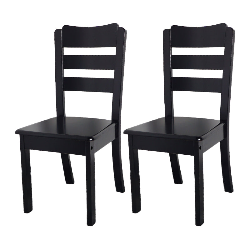 Home Armless Dining Chairs Ladder Back Side Chair with Wood Legs (Set of 2) Black Clearhalo ' kitchen&dining_furn' 'Dining Chairs' 'Dining Tables & Seating' 'dining_chair' 'furn' 'furn_dining_chair' 'Furniture' 'furniture_dining_chair' 'Kitchen & Dining Furniture' 'kitchen' 4118920