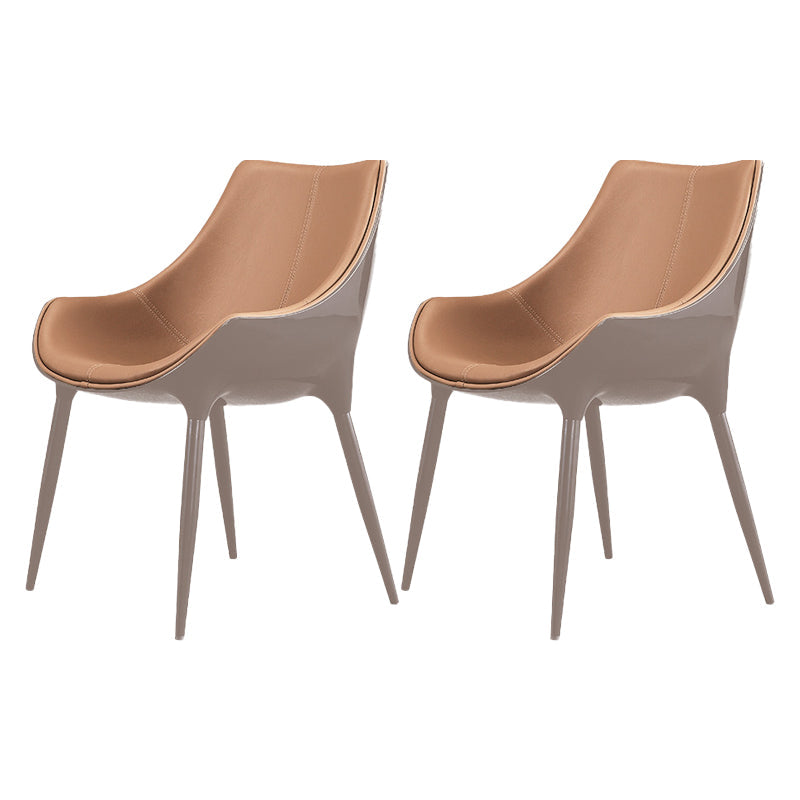Contemporary Style Dining Chairs Kitchen Arm Side Chairs with Metal Legs (Set of 2) Brown Clearhalo ' kitchen&dining_furn' 'Dining Chairs' 'Dining Tables & Seating' 'dining_chair' 'furn' 'furn_dining_chair' 'Furniture' 'furniture_dining_chair' 'Kitchen & Dining Furniture' 'kitchen' 4119044