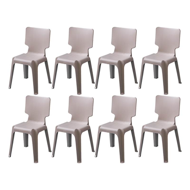 Scandinavian Armless Dining Chair Plastic Stackable Dining Side Chairs Coffee 8 Piece Set Clearhalo ' kitchen&dining_furn' 'Dining Chairs' 'Dining Tables & Seating' 'dining_chair' 'furn' 'furn_dining_chair' 'Furniture' 'furniture_dining_chair' 'Kitchen & Dining Furniture' 'kitchen' 4119134