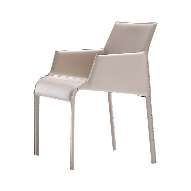 Modern Design Leather Chair Kitchen Solid Back Single Dining Arm Chair Cream Gray Clearhalo ' kitchen&dining_furn' 'Dining Chairs' 'Dining Tables & Seating' 'dining_chair' 'furn' 'furn_dining_chair' 'Furniture' 'furniture_dining_chair' 'Kitchen & Dining Furniture' 'kitchen' 4119210