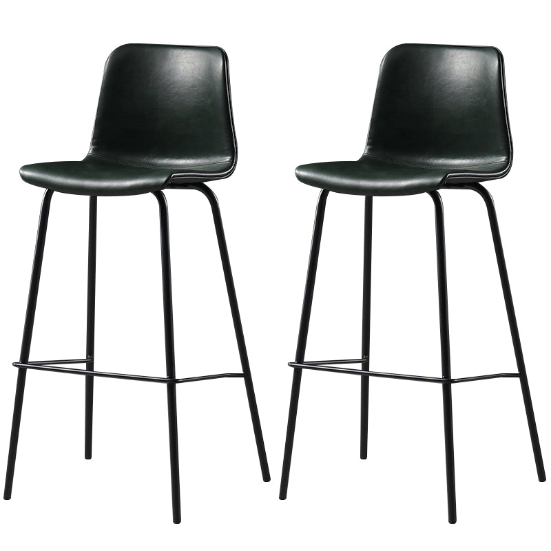 Glossy Leather Square Bar Stool Industrial Metal Stools with Back Legs Green Set of 2 Clearhalo 'Bar Furniture' 'Bar Stools' 'bar_stools' 'furniture_bar_stools' 'Kitchen & Dining Furniture' 'kitchen&dining_furn' 'kitchen' 'kitchen_furn' Furniture' 4123455
