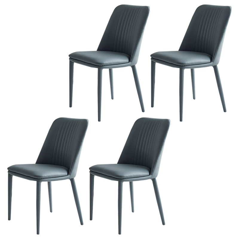 Industrial Home Side Chair Solid Back Metal Upholstered Dining Room Chair Grey 4 Piece Set Clearhalo ' kitchen&dining_furn' 'Dining Chairs' 'Dining Tables & Seating' 'dining_chair' 'furn' 'furn_dining_chair' 'Furniture' 'furniture_dining_chair' 'Kitchen & Dining Furniture' 'kitchen' 4128797