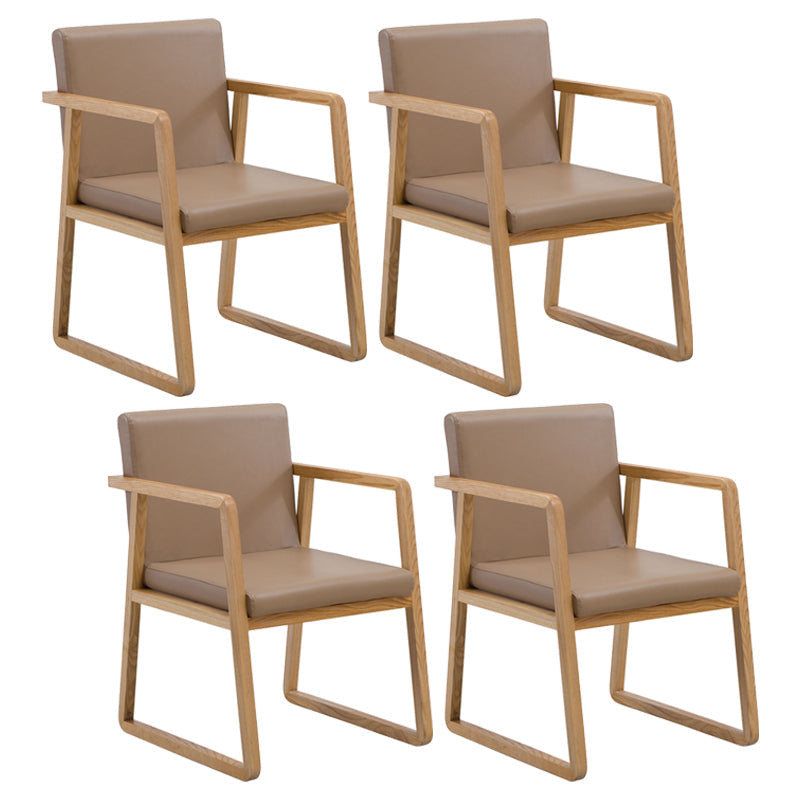 Traditional Wood Dining Side Chair Home Solid Back Dining Chair with Arm Khaki 4 Piece Set Natural Wood Clearhalo ' kitchen&dining_furn' 'Dining Chairs' 'Dining Tables & Seating' 'dining_chair' 'furn' 'furn_dining_chair' 'Furniture' 'furniture_dining_chair' 'Kitchen & Dining Furniture' 'kitchen' 4129242