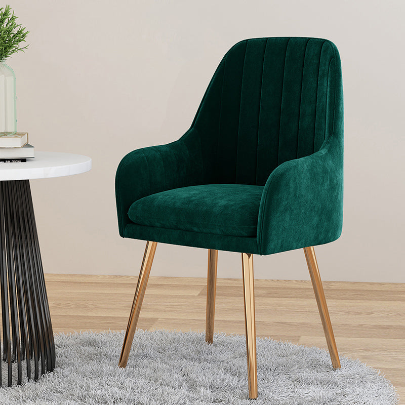Scandinavian Upholstered Arm Dining Chair Solid Back Dining Single Chair for Home Blackish Green Brass Gold Clearhalo ' kitchen&dining_furn' 'Dining Chairs' 'Dining Tables & Seating' 'dining_chair' 'furn' 'furn_dining_chair' 'Furniture' 'furniture_dining_chair' 'Kitchen & Dining Furniture' 'kitchen' 4129400