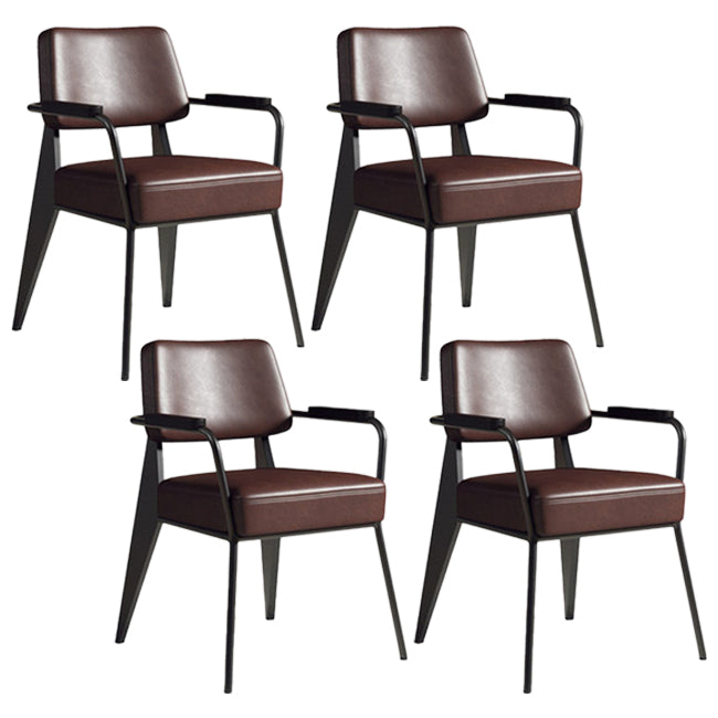 Industrial Style Metal Dining Chair Open Back Dining Arm Side Chair for Kitchen Black-Brown 4 Piece Set Clearhalo ' kitchen&dining_furn' 'Dining Chairs' 'Dining Tables & Seating' 'dining_chair' 'furn' 'furn_dining_chair' 'Furniture' 'furniture_dining_chair' 'Kitchen & Dining Furniture' 'kitchen' 4129507