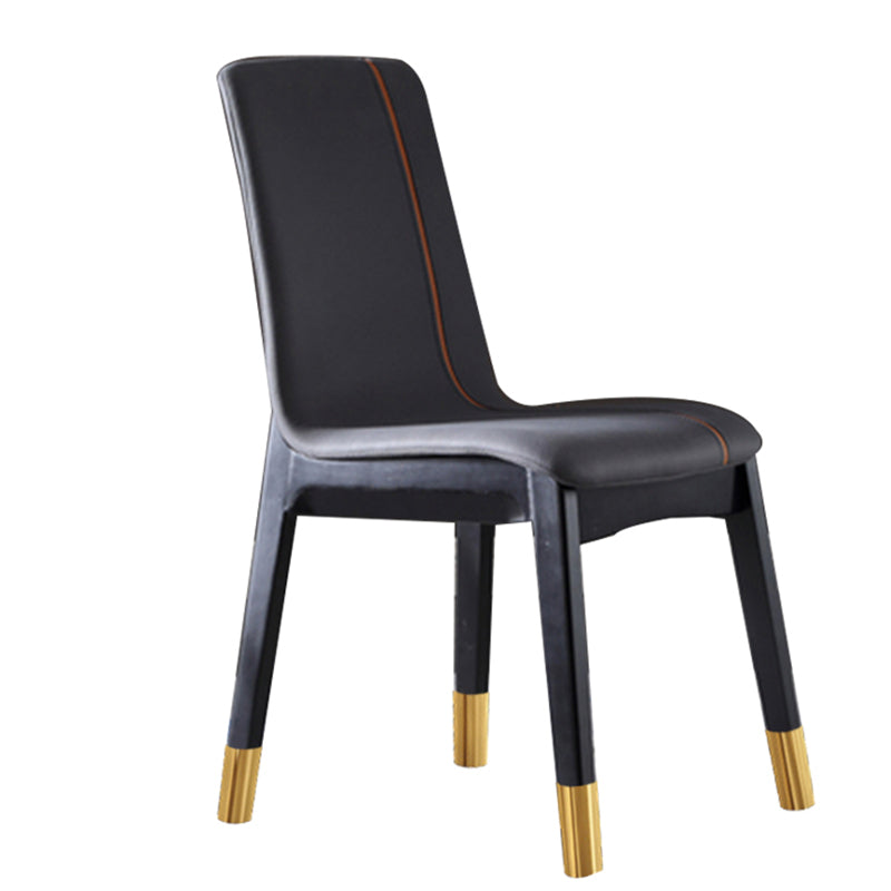 Scandinavian Indoor Side Chair Wood Upholstered Solid Back Single Dining Room Chair Ink Brass Gold Clearhalo ' kitchen&dining_furn' 'Dining Chairs' 'Dining Tables & Seating' 'dining_chair' 'furn' 'furn_dining_chair' 'Furniture' 'furniture_dining_chair' 'Kitchen & Dining Furniture' 'kitchen' 4129587