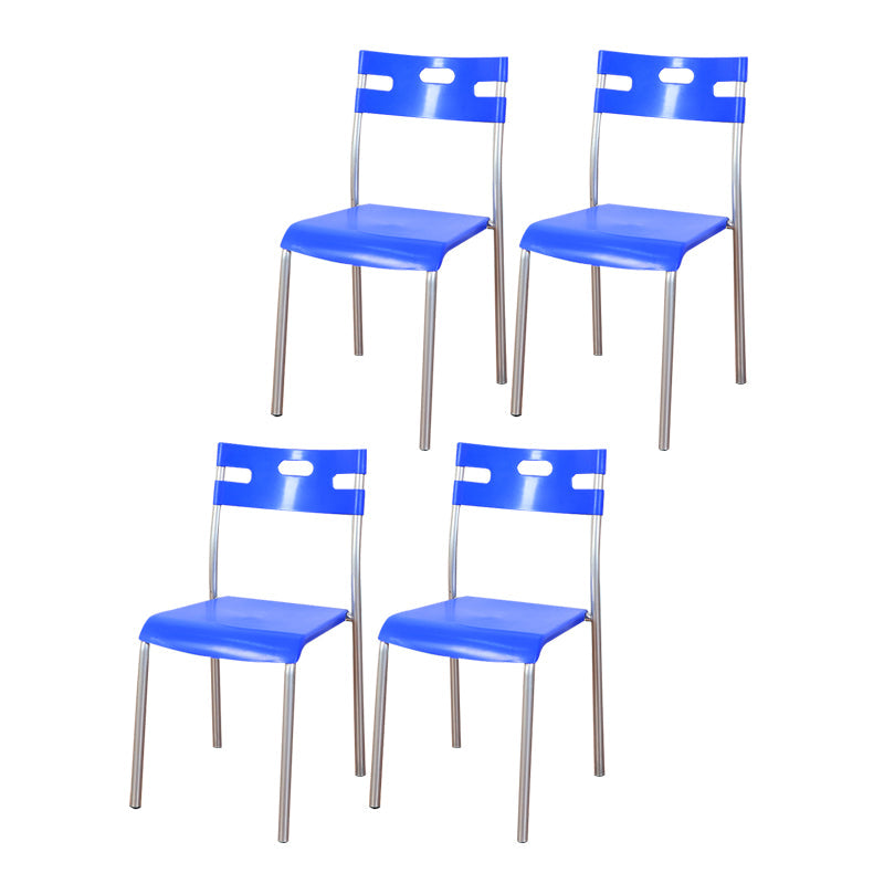 Minimalist Style Colorful Plastic Dining Armless Chair Open Back Dining Side Chair Blue 4 Piece Set Gray Clearhalo ' kitchen&dining_furn' 'Dining Chairs' 'Dining Tables & Seating' 'dining_chair' 'furn' 'furn_dining_chair' 'Furniture' 'furniture_dining_chair' 'Kitchen & Dining Furniture' 'kitchen' 4129766