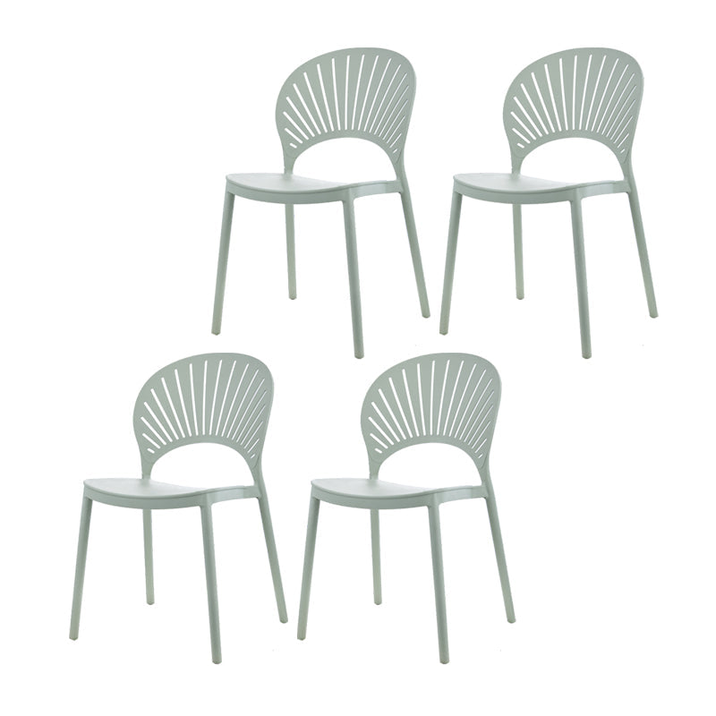 Contemporary Style Plastic Dining Armless Chair Open Back Dining Side Chair Green 4 Piece Set Clearhalo ' kitchen&dining_furn' 'Dining Chairs' 'Dining Tables & Seating' 'dining_chair' 'furn' 'furn_dining_chair' 'Furniture' 'furniture_dining_chair' 'Kitchen & Dining Furniture' 'kitchen' 4129844