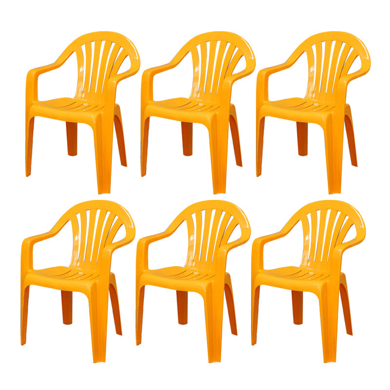 Contemporary Style Arm Chair Plastic Slat Back Stacking Dining Side Chair Yellow 6 Piece Set Clearhalo ' kitchen&dining_furn' 'Dining Chairs' 'Dining Tables & Seating' 'dining_chair' 'furn' 'furn_dining_chair' 'Furniture' 'furniture_dining_chair' 'Kitchen & Dining Furniture' 'kitchen' 4129918