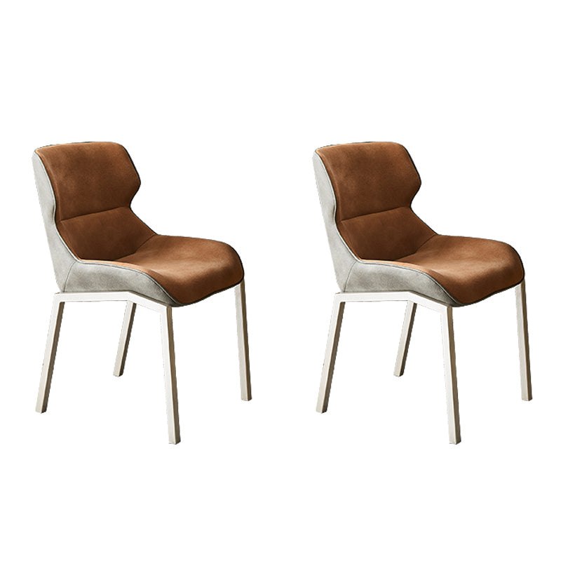 Contemporary Style Dining Chair Kitchen Metal Wingback Dining Arm Side Chair (Set of 2) Orange Clearhalo ' kitchen&dining_furn' 'Dining Chairs' 'Dining Tables & Seating' 'dining_chair' 'furn' 'furn_dining_chair' 'Furniture' 'furniture_dining_chair' 'Kitchen & Dining Furniture' 'kitchen' 4130379
