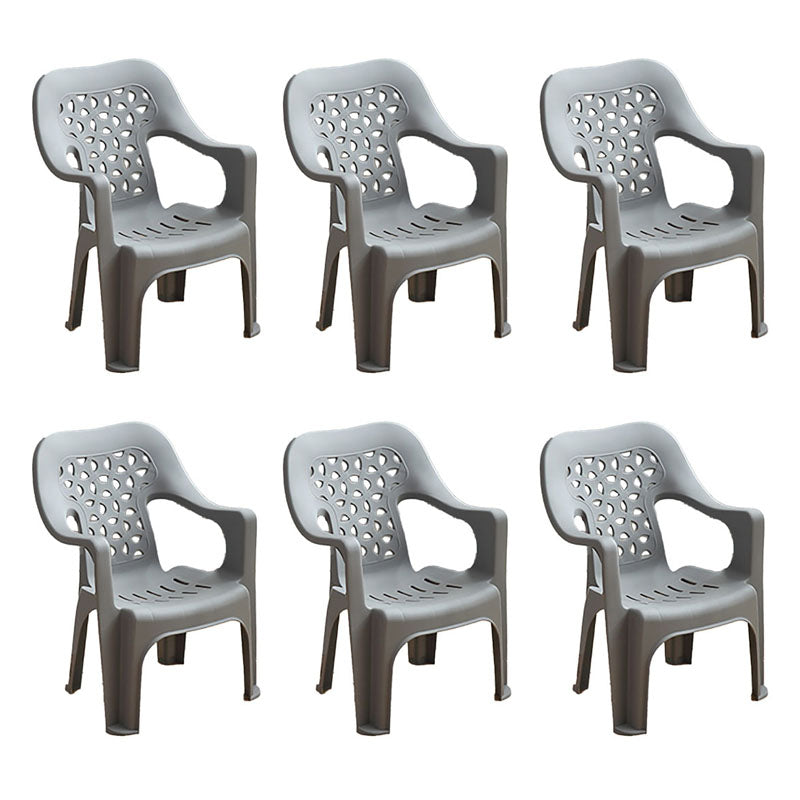 Minimalist Style Stacking Dining Arm Chairs Plastic Open Back Dining Side Chair for Home Use Light Gray 6 Piece Set Clearhalo ' kitchen&dining_furn' 'Dining Chairs' 'Dining Tables & Seating' 'dining_chair' 'furn' 'furn_dining_chair' 'Furniture' 'furniture_dining_chair' 'Kitchen & Dining Furniture' 'kitchen' 4130417