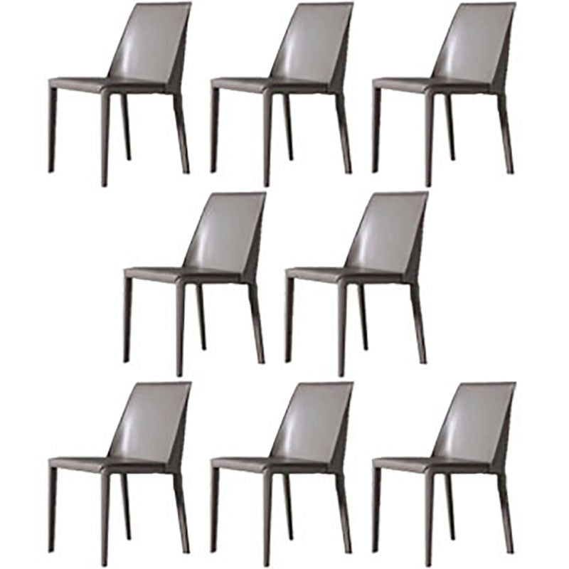 Contemporary Leather Chairs Set Kitchen Dining Room Solid Back Side Chair Light Gray 8 Piece Set Clearhalo ' kitchen&dining_furn' 'Dining Chairs' 'Dining Tables & Seating' 'dining_chair' 'furn' 'furn_dining_chair' 'Furniture' 'furniture_dining_chair' 'Kitchen & Dining Furniture' 'kitchen' 4130886