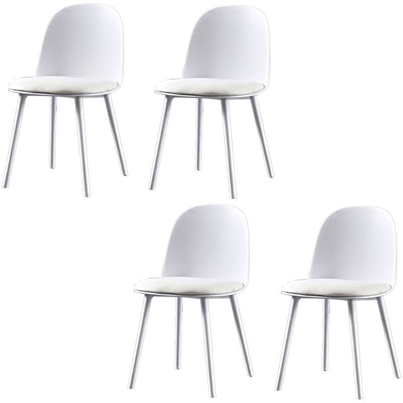 Scandinavian Style Plastic Dining Side Chair Home Open Back Armless Chair White 4 Piece Set Clearhalo ' kitchen&dining_furn' 'Dining Chairs' 'Dining Tables & Seating' 'dining_chair' 'furn' 'furn_dining_chair' 'Furniture' 'furniture_dining_chair' 'Kitchen & Dining Furniture' 'kitchen' 4130946