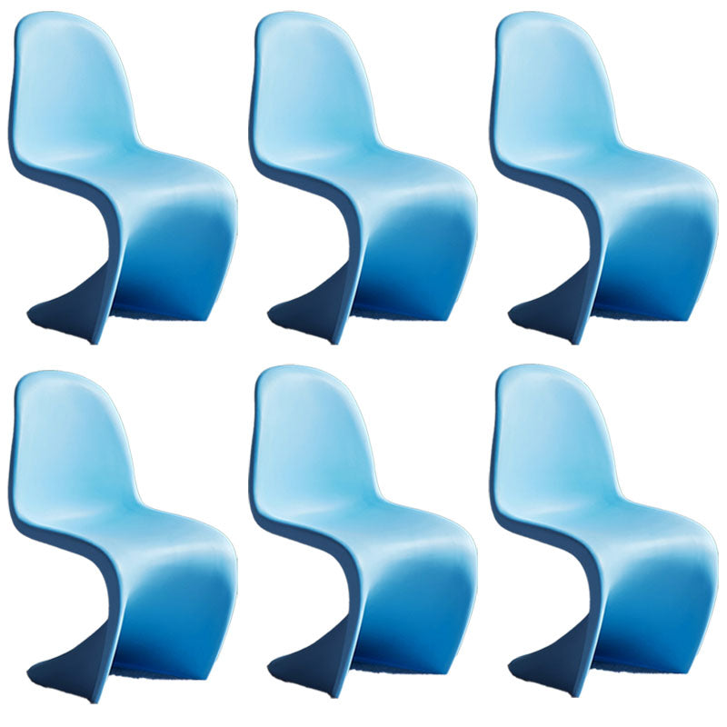 Contemporary Style Plastic Dining Armless Chair Stacking Solid Back Dining Chair Blue Set of 6 Clearhalo ' kitchen&dining_furn' 'Dining Chairs' 'Dining Tables & Seating' 'dining_chair' 'Furniture' 'furniture_dining_chair' 'Kitchen & Dining Furniture' 'kitchen' 4130953