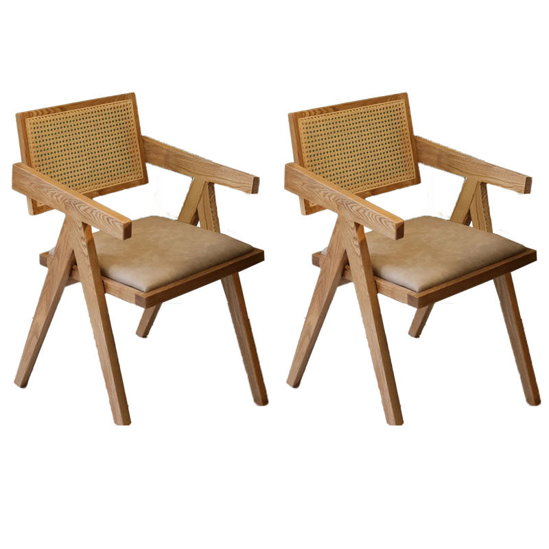 Scandinavian Wood Dining Chair Coffee Shop Open Back Dining Chairs with Arm (Set of 2) Camel Clearhalo ' kitchen&dining_furn' 'Dining Chairs' 'Dining Tables & Seating' 'dining_chair' 'furn' 'furn_dining_chair' 'Furniture' 'furniture_dining_chair' 'Kitchen & Dining Furniture' 'kitchen' 4130973