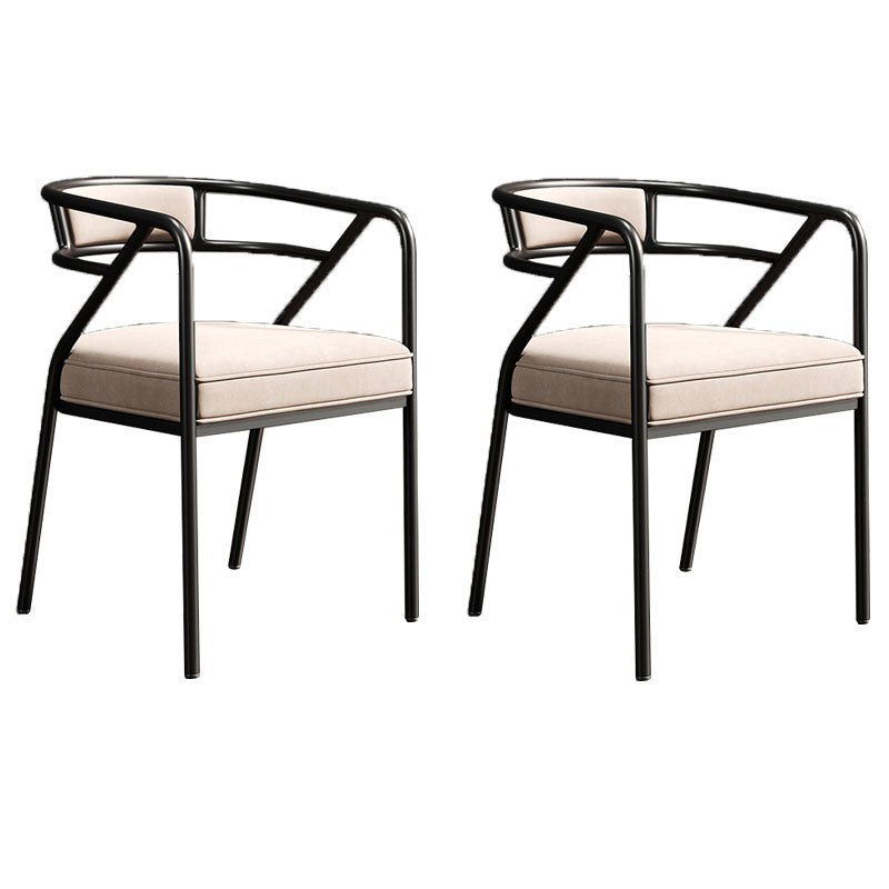 Industrial Home Velvet Arm Chair Matte Finish Open Back Dining Chair (Set of 2) Beige Black Clearhalo ' kitchen&dining_furn' 'Dining Chairs' 'Dining Tables & Seating' 'dining_chair' 'furn' 'furn_dining_chair' 'Furniture' 'furniture_dining_chair' 'Kitchen & Dining Furniture' 'kitchen' 4131095