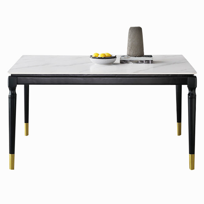 Solid Wood Mid-Century Modern Table White Sintered Stone Table with 4 Legs Without Chairs Clearhalo ' dining_table' 'Dining Tables & Seating' 'Dining Tables' 'furn' 'furn_dining_table' 'Furniture' 'furniture_dining_table' 'Kitchen & Dining Furniture' 'kitchen&dining_furn' 'kitchen' 'kitchen_dining_table' 4133480