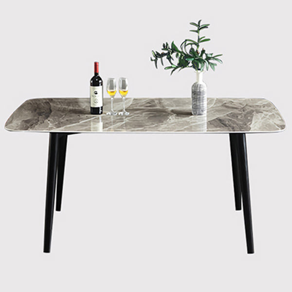 Rectangle Modern Dining Table Four-Color Fixed Table with Sintered Stone Light Gray Without Chairs Clearhalo ' dining_table' 'Dining Tables & Seating' 'Dining Tables' 'furn' 'furn_dining_table' 'Furniture' 'furniture_dining_table' 'Kitchen & Dining Furniture' 'kitchen&dining_furn' 'kitchen' 'kitchen_dining_table' 4133845
