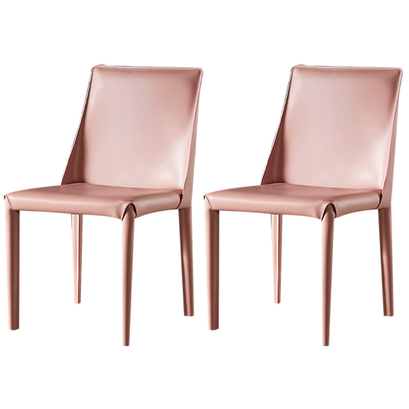 Contemporary Style Dining Chairs Armless Side Chairs with Metal Legs for Kitchen (Set of 2) Light Pink Clearhalo ' kitchen&dining_furn' 'Dining Chairs' 'Dining Tables & Seating' 'dining_chair' 'furn' 'furn_dining_chair' 'Furniture' 'furniture_dining_chair' 'Kitchen & Dining Furniture' 'kitchen' 4140095