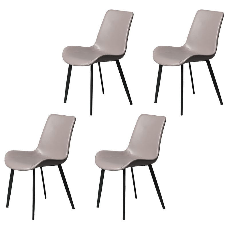 Minimalist Style Solid Back Dining Side Chairs Leather Dining Chairs for Home Light Gray 4 Piece Set Clearhalo ' kitchen&dining_furn' 'Dining Chairs' 'Dining Tables & Seating' 'dining_chair' 'furn' 'furn_dining_chair' 'Furniture' 'furniture_dining_chair' 'Kitchen & Dining Furniture' 'kitchen' 4140205