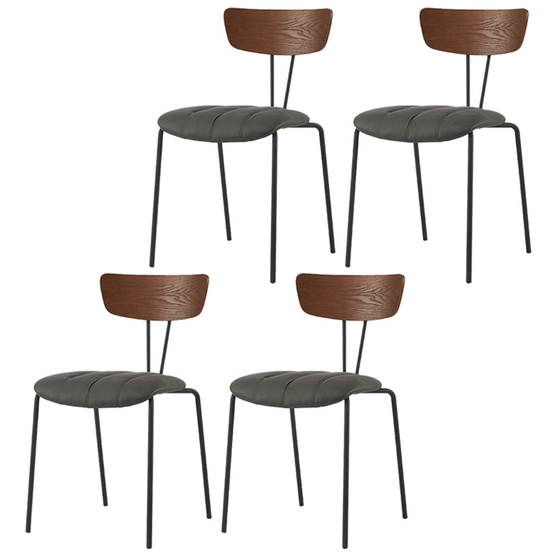 Industrial Metal Dining Side Chair Home Wishbone Armless Cushioned Side Chair Gray-Khaki Set of 4 Clearhalo ' kitchen&dining_furn' 'Dining Chairs' 'Dining Tables & Seating' 'dining_chair' 'Furniture' 'furniture_dining_chair' 'Kitchen & Dining Furniture' 'kitchen' 4140424