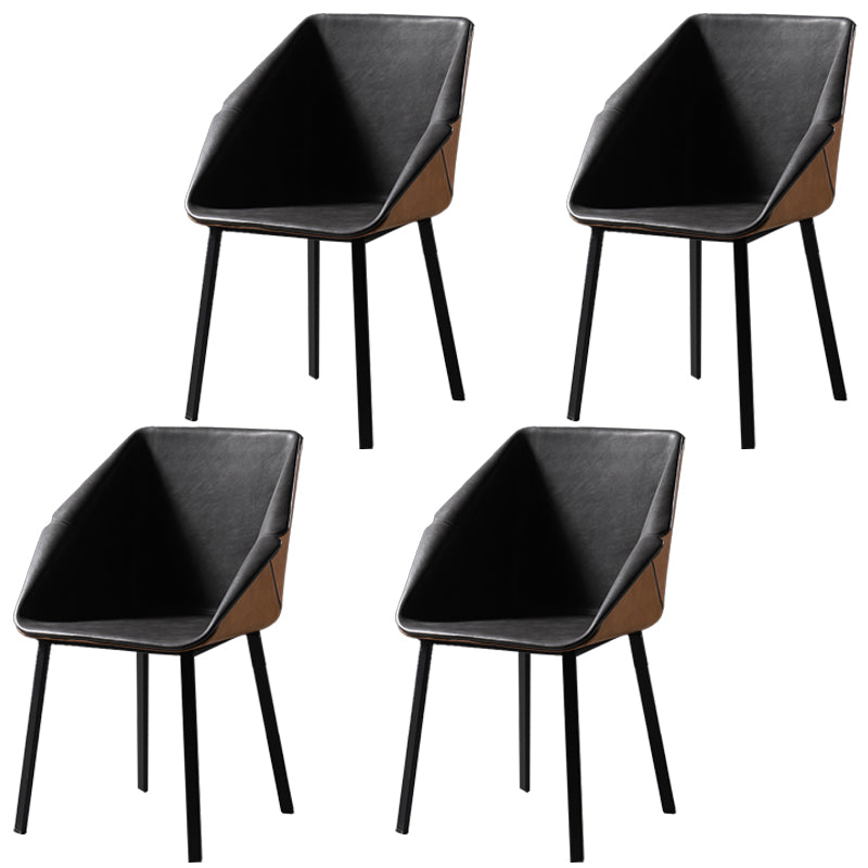 Industrial Style Metal Dining Chair Solid Back Dining Room Chair with Arm Black 4 Piece Set Clearhalo ' kitchen&dining_furn' 'Dining Chairs' 'Dining Tables & Seating' 'dining_chair' 'furn' 'furn_dining_chair' 'Furniture' 'furniture_dining_chair' 'Kitchen & Dining Furniture' 'kitchen' 4154846