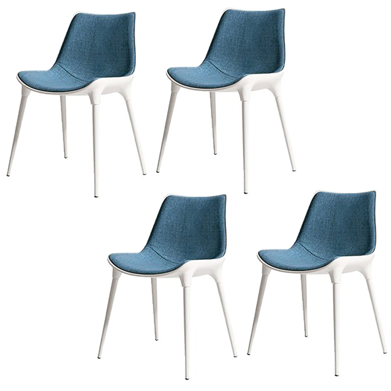 Contemporary Style Dining Chairs Kitchen Armless Side Chairs with Metal Legs Blue 4 Piece Set Clearhalo ' kitchen&dining_furn' 'Dining Chairs' 'Dining Tables & Seating' 'dining_chair' 'furn' 'furn_dining_chair' 'Furniture' 'furniture_dining_chair' 'Kitchen & Dining Furniture' 'kitchen' 4154924