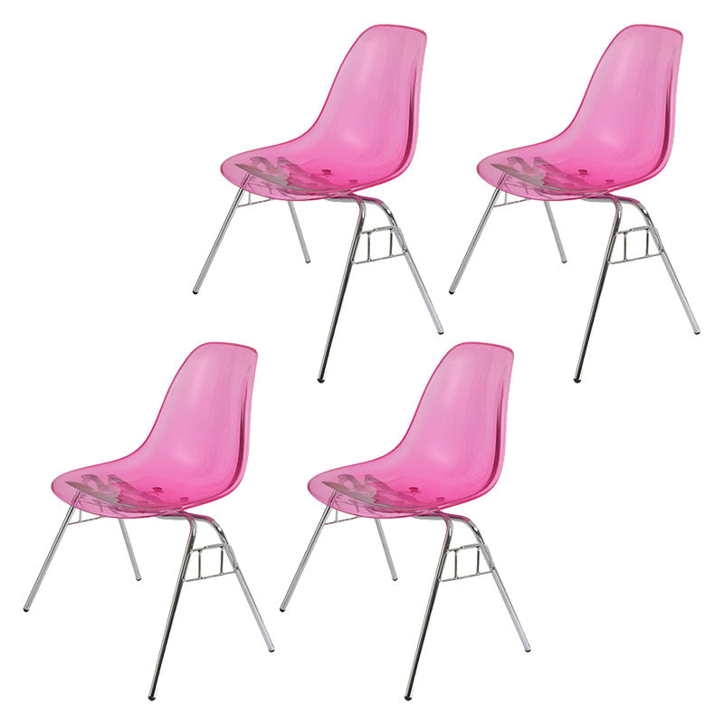 Industrial Style Armless Side Chairs Solid Back Plastic Dining Chair for Home Red Clear Set of 4 Clearhalo ' kitchen&dining_furn' 'Dining Chairs' 'Dining Tables & Seating' 'dining_chair' 'Furniture' 'furniture_dining_chair' 'Kitchen & Dining Furniture' 'kitchen' 4155002