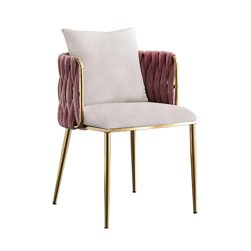 Minimalist Style Arm Chair Upholstered Barrel Back Single Dining Chair for Home Use Gray-Pink Clearhalo ' kitchen&dining_furn' 'Dining Chairs' 'Dining Tables & Seating' 'dining_chair' 'furn' 'furn_dining_chair' 'Furniture' 'furniture_dining_chair' 'Kitchen & Dining Furniture' 'kitchen' 4155477