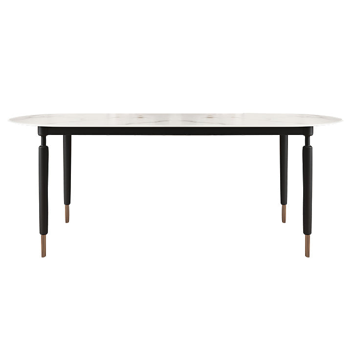 Minimalist Oval Sintered Stone Table Standard Dining Table for Kitchen White Without Chairs Clearhalo ' dining_table' 'Dining Tables & Seating' 'Dining Tables' 'furn' 'furn_dining_table' 'Furniture' 'furniture_dining_table' 'Kitchen & Dining Furniture' 'kitchen&dining_furn' 'kitchen' 'kitchen_dining_table' 4156565