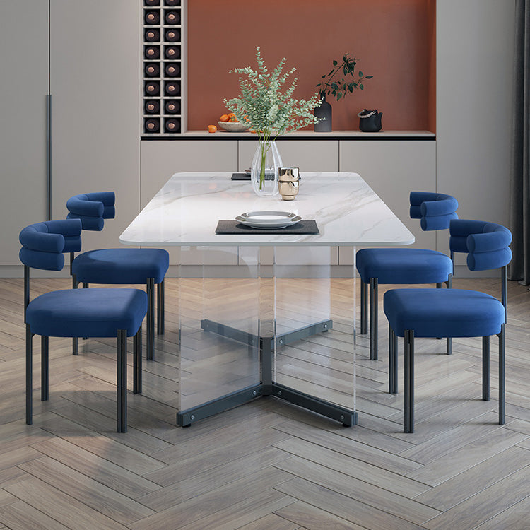 Modern Style White Dining Table Rectangle Sintered Stone Table with Acrylic Base Clearhalo ' dining_table' 'Dining Tables & Seating' 'Dining Tables' 'furn' 'furn_dining_table' 'Furniture' 'furniture_dining_table' 'Kitchen & Dining Furniture' 'kitchen&dining_furn' 'kitchen' 'kitchen_dining_table' 4159255
