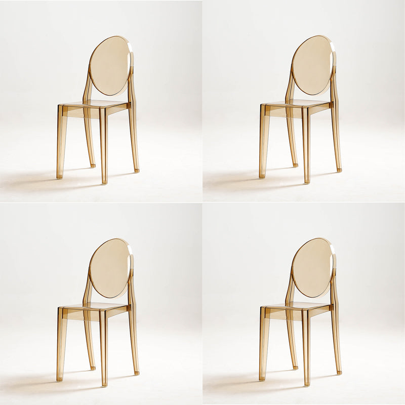 Plastic Armless Dining Chair Home Open Back Dining Side Chairs (Set of 4) Amber Clearhalo ' kitchen&dining_furn' 'Dining Chairs' 'Dining Tables & Seating' 'dining_chair' 'furn' 'furn_dining_chair' 'Furniture' 'furniture_dining_chair' 'Kitchen & Dining Furniture' 'kitchen' 4159487
