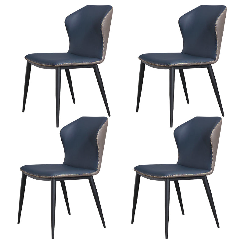 Contemporary Metal Dining Armless Chair Wingback Parsons Chair for Home Use Navy Blue 4 Piece Set Clearhalo ' kitchen&dining_furn' 'Dining Chairs' 'Dining Tables & Seating' 'dining_chair' 'furn' 'furn_dining_chair' 'Furniture' 'furniture_dining_chair' 'Kitchen & Dining Furniture' 'kitchen' 4159593