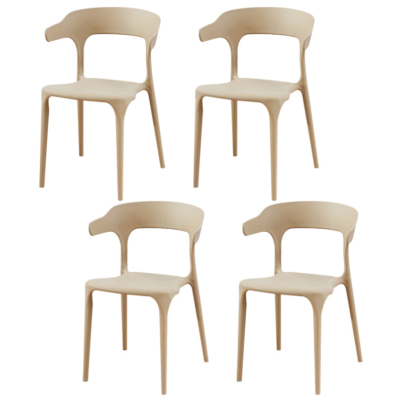 Plastic Scandinavian Dining Arm Chairs Open Back Indoor Dining Armchairs Camel 4 Piece Set Clearhalo ' kitchen&dining_furn' 'Dining Chairs' 'Dining Tables & Seating' 'dining_chair' 'furn' 'furn_dining_chair' 'Furniture' 'furniture_dining_chair' 'Kitchen & Dining Furniture' 'kitchen' 4159616